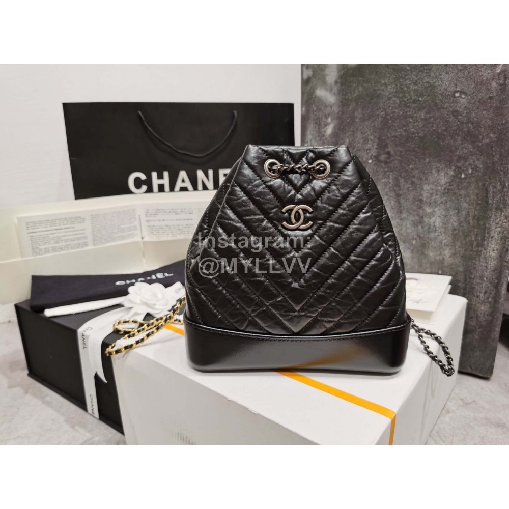 Chanel Calf Chain Crossbody Drawstring Bucket Bag Black