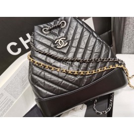 Chanel Calf Chain Crossbody Drawstring Bucket Bag Black