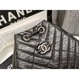 Chanel Calf Chain Crossbody Drawstring Bucket Bag Black