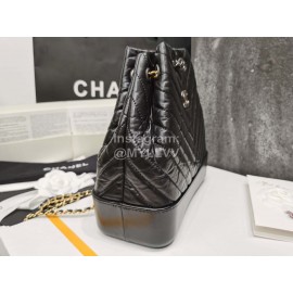 Chanel Calf Chain Crossbody Drawstring Bucket Bag Black