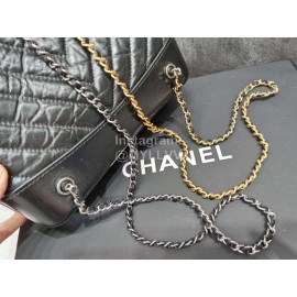 Chanel Calf Chain Crossbody Drawstring Bucket Bag Black
