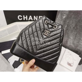 Chanel Calf Chain Crossbody Drawstring Bucket Bag Black