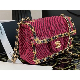 Chanel Winter Vintage Chain Crossbody Flap Bag Rose Red