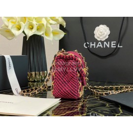Chanel Winter Vintage Chain Crossbody Flap Bag Rose Red