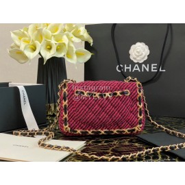 Chanel Winter Vintage Chain Crossbody Flap Bag Rose Red