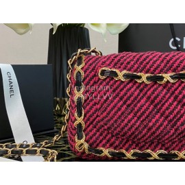 Chanel Winter Vintage Chain Crossbody Flap Bag Rose Red