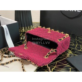 Chanel Winter Vintage Chain Crossbody Flap Bag Rose Red