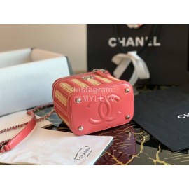 Chanel Woven Box Chain Crossbody Bag Pink