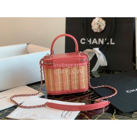 Chanel Woven Box Chain Crossbody Bag Pink
