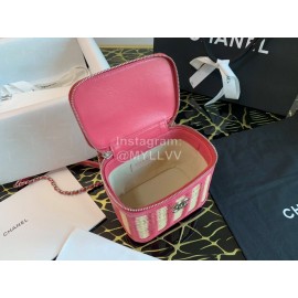 Chanel Woven Box Chain Crossbody Bag Pink
