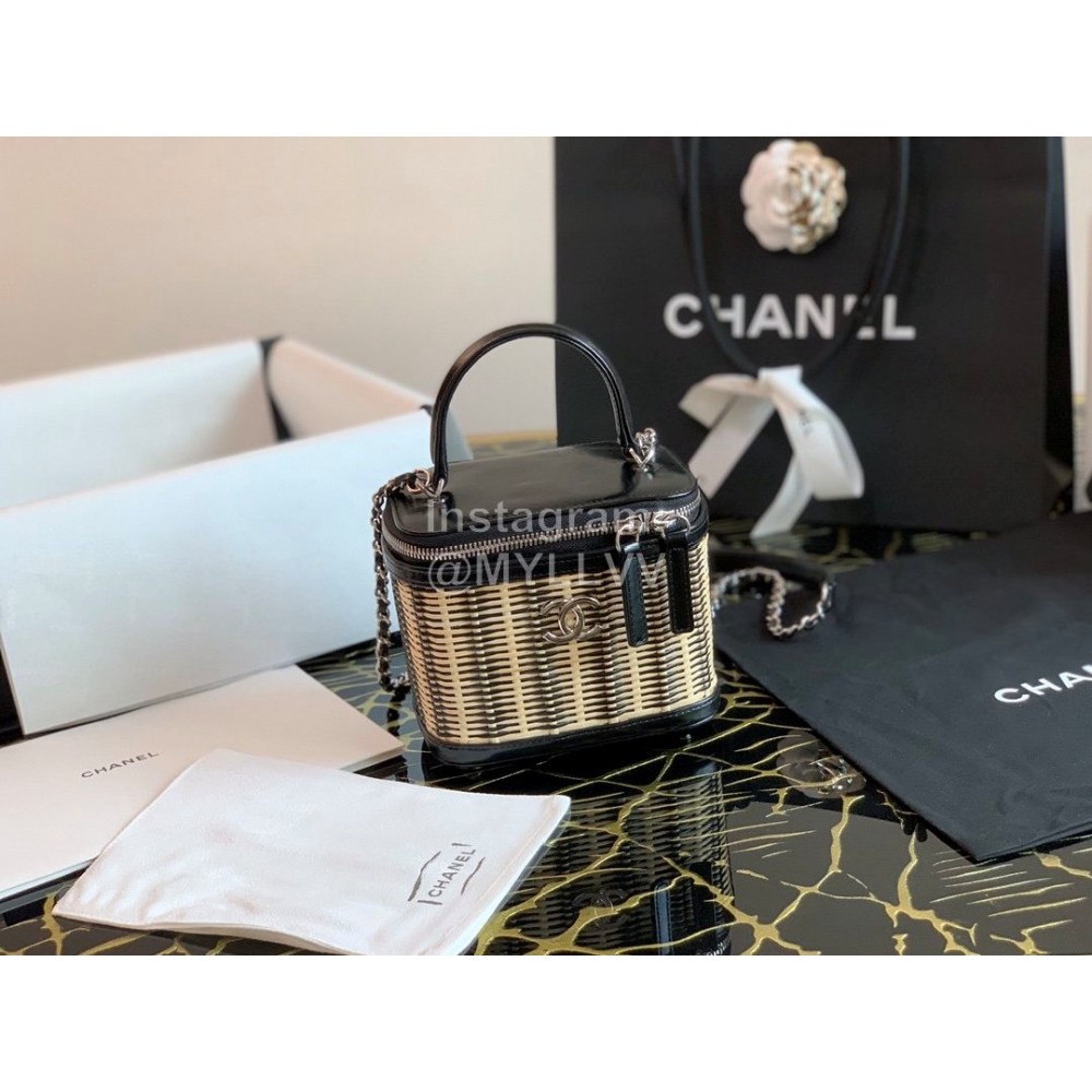 Chanel Woven Box Chain Crossbody Bag Black