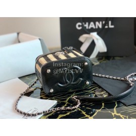 Chanel Woven Box Chain Crossbody Bag Black