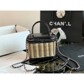 Chanel Woven Box Chain Crossbody Bag Black