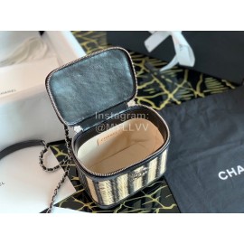 Chanel Woven Box Chain Crossbody Bag Black