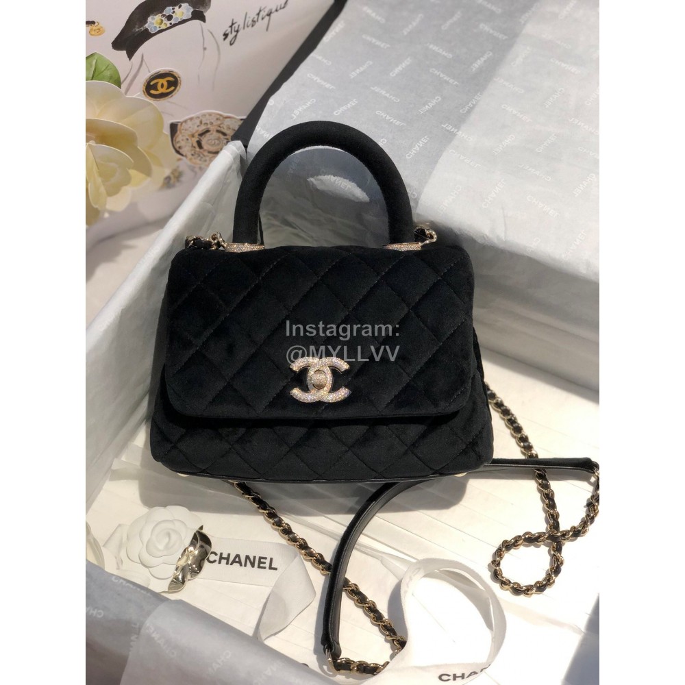 Chanel Black Elegant Velvet Chain Crossbody Mini Bag