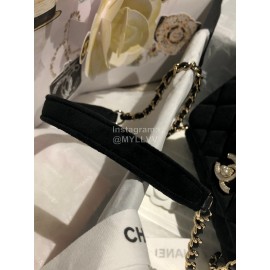 Chanel Black Elegant Velvet Chain Crossbody Mini Bag