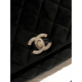 Chanel Black Elegant Velvet Chain Crossbody Mini Bag