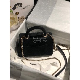 Chanel Black Elegant Velvet Chain Crossbody Mini Bag