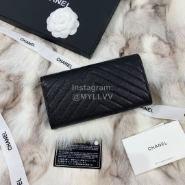 Chanel Black Calf Long Wallet