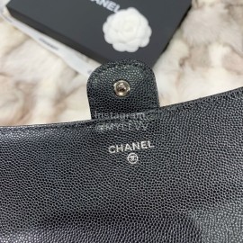 Chanel Black Calf Long Wallet