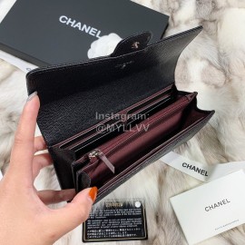 Chanel Black Calf Long Wallet