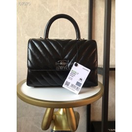 Chanel Wax Skin Chain Crossbody Flap Bag Handbag Black