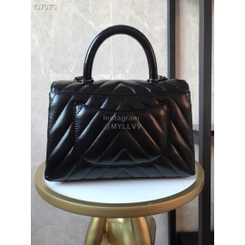 Chanel Wax Skin Chain Crossbody Flap Bag Handbag Black