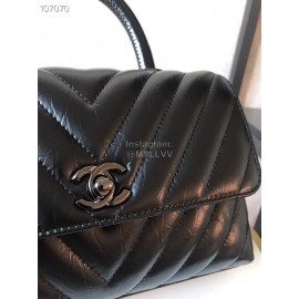 Chanel Wax Skin Chain Crossbody Flap Bag Handbag Black