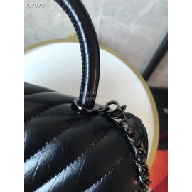 Chanel Wax Skin Chain Crossbody Flap Bag Handbag Black