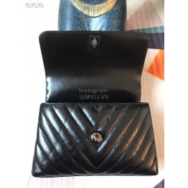 Chanel Wax Skin Chain Crossbody Flap Bag Handbag Black