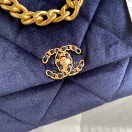 Chanel Winter New Medium Plaid Velvet Chain Crossbody Flap Bag Blue