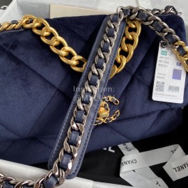 Chanel Winter New Medium Plaid Velvet Chain Crossbody Flap Bag Blue