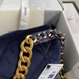 Chanel Winter New Medium Plaid Velvet Chain Crossbody Flap Bag Blue