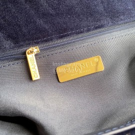 Chanel Winter New Medium Plaid Velvet Chain Crossbody Flap Bag Blue