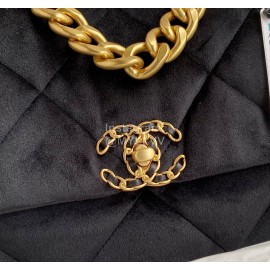 Chanel Winter New Medium Plaid Velvet Chain Crossbody Flap Bag Black