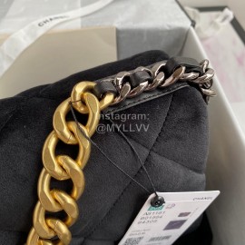 Chanel Winter New Medium Plaid Velvet Chain Crossbody Flap Bag Black
