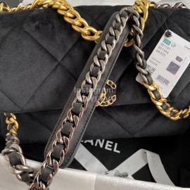 Chanel Winter New Medium Plaid Velvet Chain Crossbody Flap Bag Black