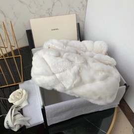 Chanel Winter Large Soft Rabbit Hair Chain Crossbody Bag White As2240