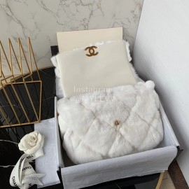 Chanel Winter Large Soft Rabbit Hair Chain Crossbody Bag White As2240