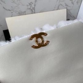 Chanel Winter Large Soft Rabbit Hair Chain Crossbody Bag White As2240