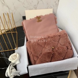 Chanel Winter Large Soft Rabbit Hair Chain Crossbody Bag Brown As2240