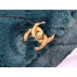 Chanel Winter Soft Rabbit Hair Chain Shoulder Flap Bag Green As2240