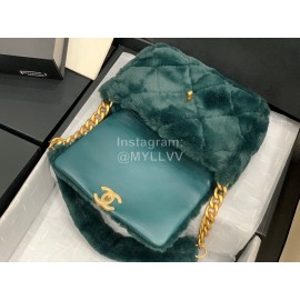 Chanel Winter Soft Rabbit Hair Chain Shoulder Flap Bag Green As2240
