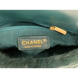 Chanel Winter Soft Rabbit Hair Chain Shoulder Flap Bag Green As2240