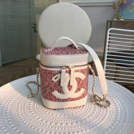Chanel Woolen Chain Crossbody Bucket Bag Cosmetic Bag Red