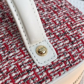 Chanel Woolen Chain Crossbody Bucket Bag Cosmetic Bag Red