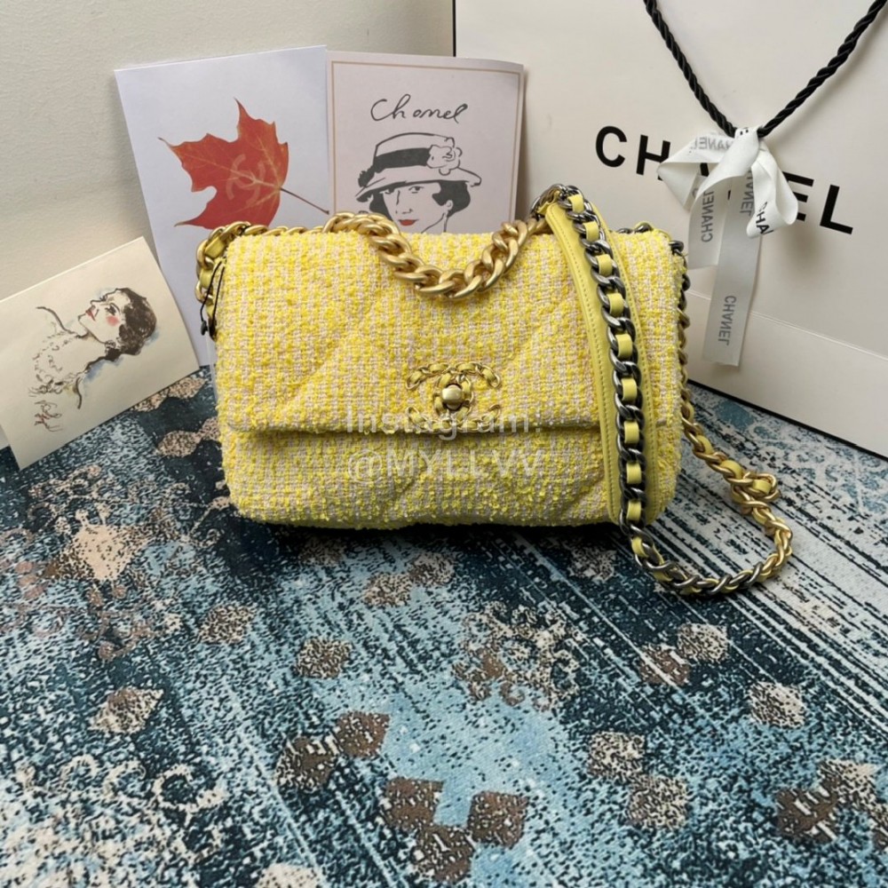 Chanel Yellow Cloth Gold Chain Crossbody Flap Bag As1160