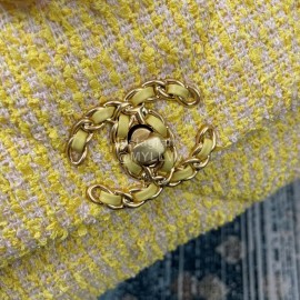 Chanel Yellow Cloth Gold Chain Crossbody Flap Bag As1160