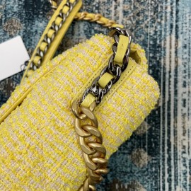 Chanel Yellow Cloth Gold Chain Crossbody Flap Bag As1160