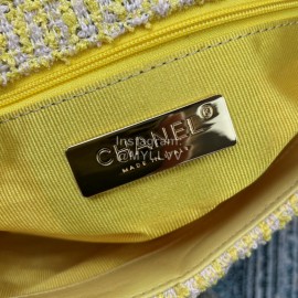 Chanel Yellow Cloth Gold Chain Crossbody Flap Bag As1160